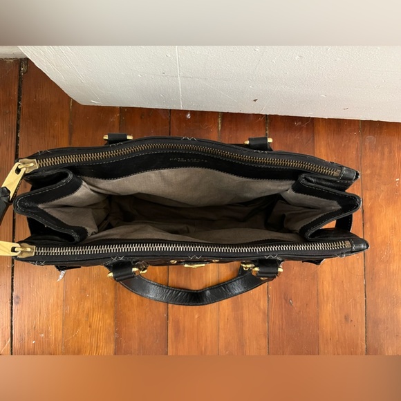 Marc Jacobs Quilted Leather Satchel Tote Black Gold Hardware Made in Italy - Picture 12 of 17